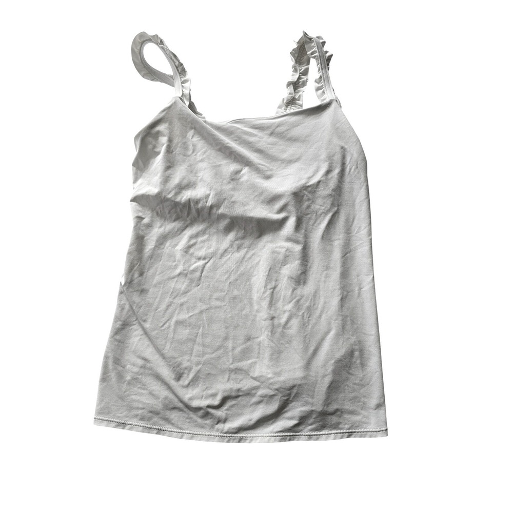 Lilly Pulitzer Tank Top Womens XS White Ruffle Strap‎ Built In Bra Athleisure